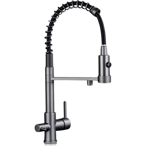 Grifo de ósmosis inversa de 3 vías, desmontable, tipo cocina, de la serie Zeus, color gris latón (1/5)
