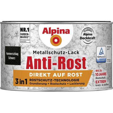Alpina Metallschutz-Lack Hammerschlag 300 ml schwarz Metallack Schutzlack (1/3)