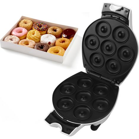 Appareil à beignets, à petit-déjeuner et à gâteaux, préparant 7 beignets à la fois, 750 W, chauffe rapide double face. Idéal pour les petits-déjeuners des enfants, facile à nettoyer, surface antiadhés (1/5)