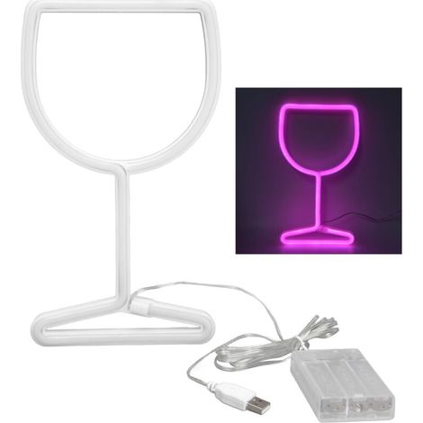 [Luminaire LED Neon] [Flexible Tube] Panneau lumineux suspendu LED Neon lumière rose, source LED basse consommation, double alimentation USB/batteries, 26.7cm IP45, décor bar/maison/fêtes