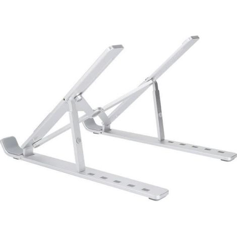 Support pour support d'ordinateur portable réglable N3 pour ordinateur portable avec support antidérapant en silicone, argent (1/4)
