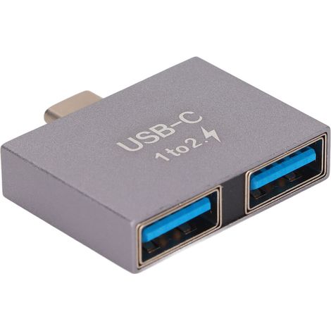 Adaptador USB-C a USB 3.2, convertidor de dos puertos hembra Tipo-C, diseño reversible, compatible con conectores Tipo-C, solución de transferencia de datos de alto rendimiento y carga rápida. (1/3)