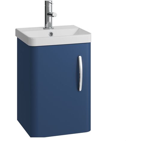 Handsacre Contemporary Wall Hung Vanity Unit with Basin, Satin Blue, 400mm