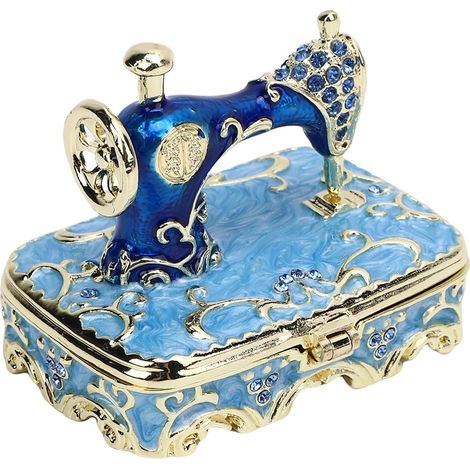 Vintage Sewing Machine Jewelry Box - Handmade Zinc Alloy Decoration with Accents - Elegant Tabletop for Rings and Small Accessories (1/5)