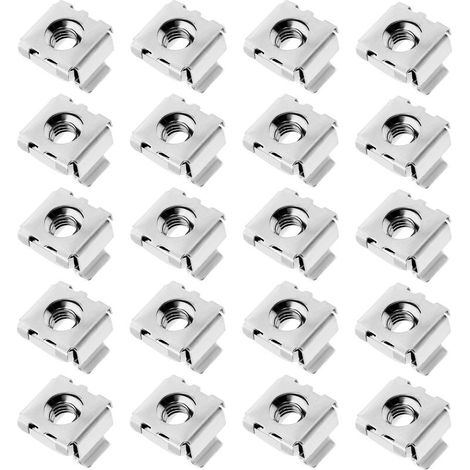 Lot de 20 écrous cage M5 en acier inoxydable 304 pour armoires réseau, armoires de serveur, boîtiers électroniques, racks Argenté (1/5)