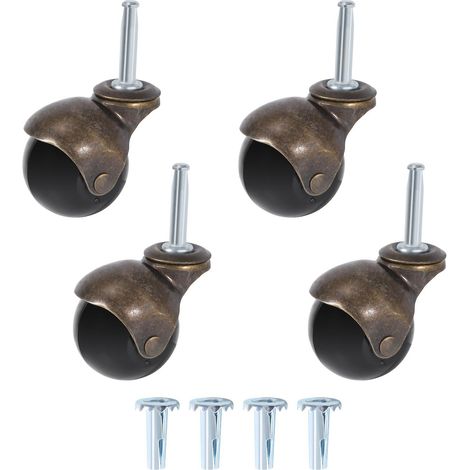 Lot de 4 roulettes pivotantes de 5 cm (2 pouces) avec douilles, style vintage, pour meubles et canapés. (1/5)