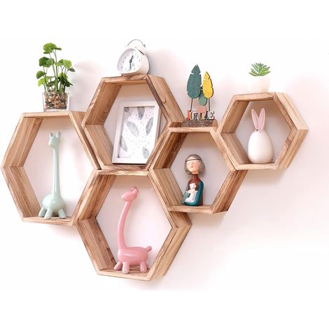 Étagères flottantes hexagonales, stockage fixé au mur de l'étagère hexagonale (1/5)