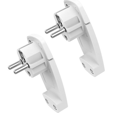 2 Pièces Prise Extra Plate Fiche Plate Blanche - avec Poignée Rabattable, Fiches Schuko pour Câbles avec Section de Câble 1,5 mm² Prise Européenne Accueil IP20 250 V (16A) (1/5)