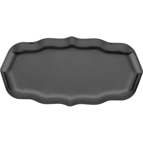 Plateau de service en acier inoxydable - Organisateur cosmétique - Assiette décorative pour bijoux/bougies - Plateau de rangement en métal - Assiette de service/support à dessert (noir) (1/4)