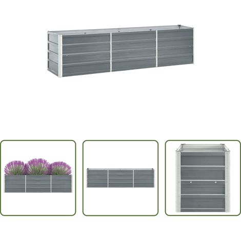 Hochbeet - Garten-Hochbeet Verzinkter Stahl 240×40×45 cm Grau (1/5)