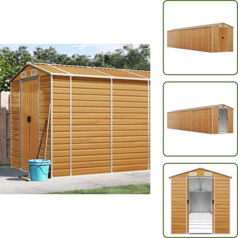 Gerätehaus Hellbraun 191x895x198 cm Verzinkter Stahl - Geräteschuppen - Gartenhaus - Werkzeuglager - Outdoor-Lagerraum - Stauraum (1/5)