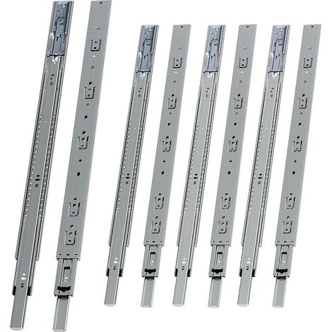 Wolketon 4 par 650mm Guías para cajones, extracción total de 3 secciones, cierre suave, acero, carga 45 kg (1/5)
