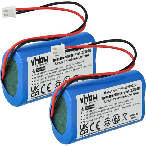 vhbw 2x Akku kompatibel mit Sigor Nuindie Floor, Nuindie Mini, Numotion, Nuindie Tischlampe, Nachttischlampe (4400 mAh, 3,7 V, Li-Ion)