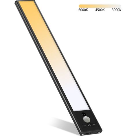 Lampe LED noire de 30 cm avec fonction de variation d'intensité à trois couleurs et détection de mouvement (1/5)