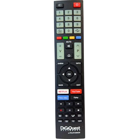 DIGIQUEST Telecomando compatibile con TV a marchio TELEFUNKEN, VESTEL e BEKO  Tasti fluorescenti e dedicati alle piattaforme streaming I Già configurato e pronto all'uso