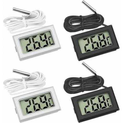 [JAMAIS UTILISÉ] Mini Digital LCD Thermomètre Température avec Sonde de Température Capteur Testeur (2X Noir 2X Blanc) (1/4)