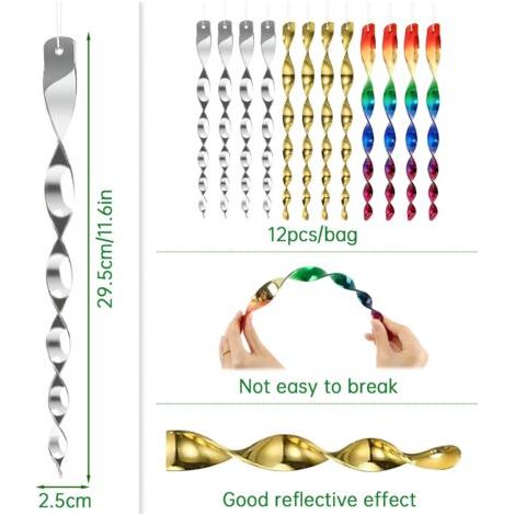 Difesa Anti Uccelli, Spirale Riflettente 12 pezzi, Protezione 360°, Discorso Naturale (1/4)