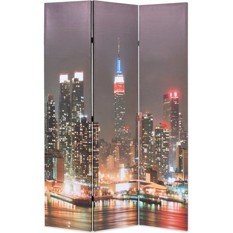 Cloison de séparation pliable 120x170 cm New York la nuit (1/5)