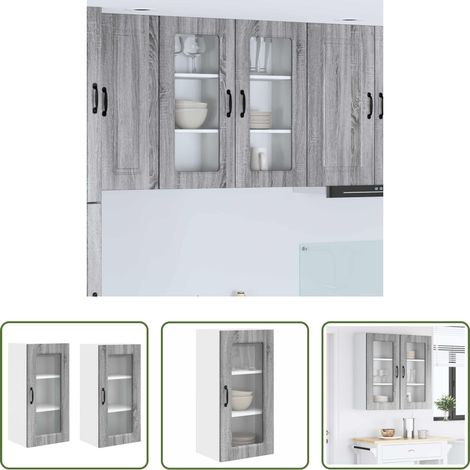 vidaXL Küchenwandschrank - Küchenschrank Kalmar 2 pcs Graues Sonoma 40 x 31 x 80 cm (1/5)
