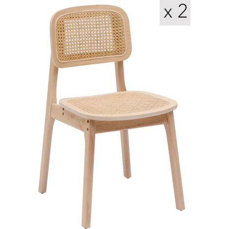 Nordlys - Lot de 2 Chaises de Salle a Manger Scandinave en Bois Massif