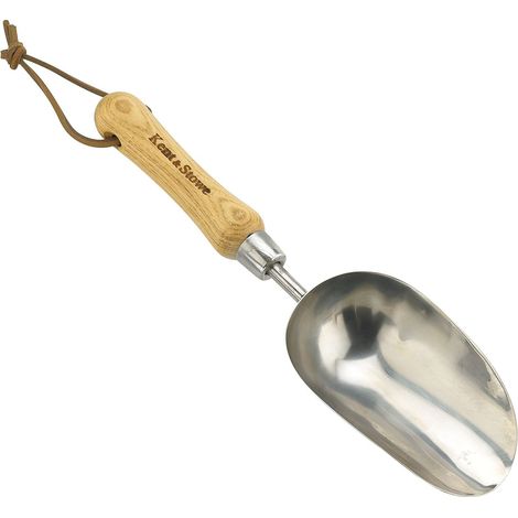pelle de jardin – Pelle à terreau en acier inox pour planter et transplanter, pelle à main avec poignée en frêne, longueur : 33 cm (1/2)