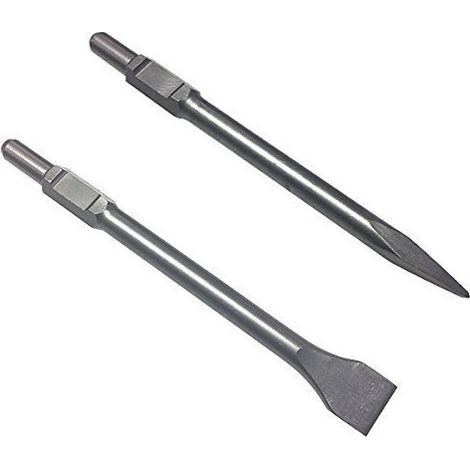Ciseau à béton SDS hex 30mm et 50mm Lot de 2, Longueur 410mm, Pointe plate pour marteau démolition, Compatible avec Bosch Makita Hitachi (1/5)