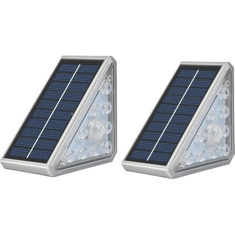 Lampes de marche à induction solaire 2 pièces Ensemble de lumières d’escalier solaires à lumière chaude pour l’extérieur Lampes solaires étanches IP65 pour escaliers Terrasse Marches avant Por