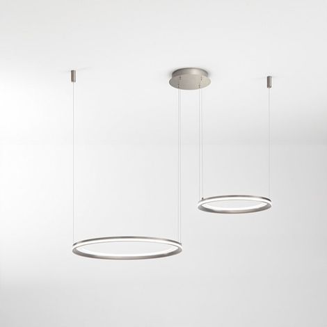 Lustre Suspendu Double Led Edge 99W Gris Titane Perenz