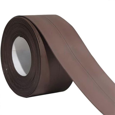 Bande de calfeutrage brune en PE flexible auto-adhésive, étanche, pour cuisine, salle de bain, baignoire, toilettes, murs et sols (129 x 1,5 po) (1/4)
