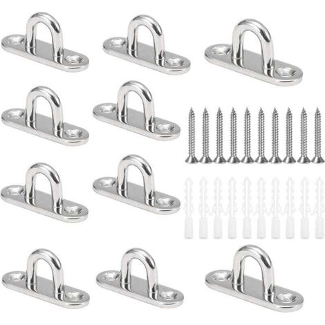 10 Pièces M5 Crochets de Plafond en Forme U en Acier Inoxydable 304 de Base 15 x 45mm Support Mural Plaques à Oeil pour Fixer (1/4)