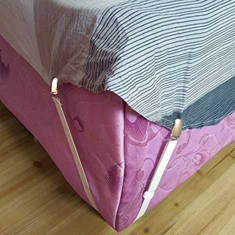 12 pièces Tendeur Drap Housse Élastique, Fixation Attache Sangle de Maintien Ajustable pour Draps de Lit, Housses de Matelas, (1/4)