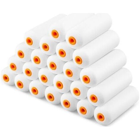 Lot de 24 mini housses de rouleau de peinture en mousse haute densité de 10,2 cm, s'adaptent à toutes les surfaces planes, y compris les armoires de cuisine, les portes, les tables, etc.
