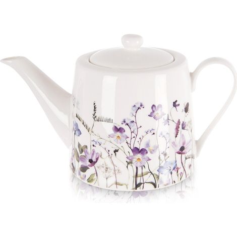 Brocca da caffè e tè in porcellana Louka Flowers con coperchio, 1 litro. (1/5)
