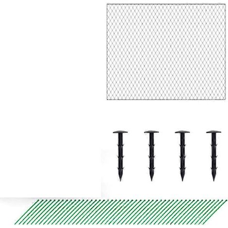 Filet de jardin noir pour oiseaux, filet pour plantes de jardin, filet pour arbres fruitiers avec 4 clous (1/4)