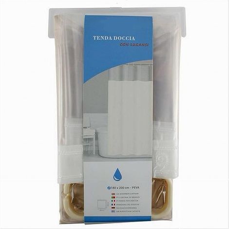 Cleafe - Tenda Da Doccia Vasca Bagno Peva Con 12 Ganci 180x200 Cm Trasparente Beige 69492 - (1/2)