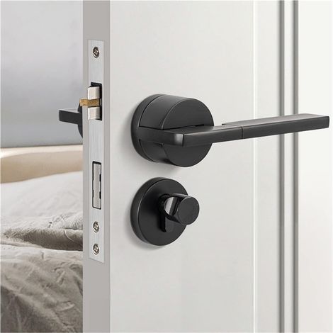 Serrure de porte intelligente Poignée de porte intelligente intérieur extérieur bouton levier avec serrure et clé chambre salle de bain noir for maison aimant en alliage d'aluminium chambre ( Color : (1/5)
