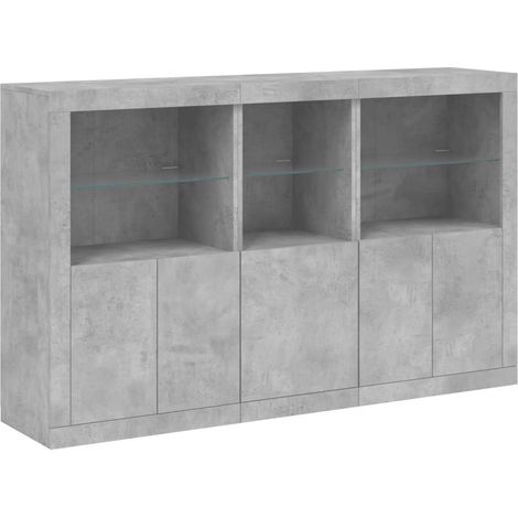 Credenza credenza cassettiera armadio portaoggetti organizer cucina soggiorno soggiorno con luci a LED 162 x 37 x 100 cm Grigio 020029978