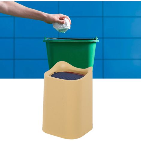 Poubelle de bureau créative, pour la maison, table basse, table de chevet, bureau, mini poubelle élégante en plastique avec couvercle basculant, jaune (1/5)