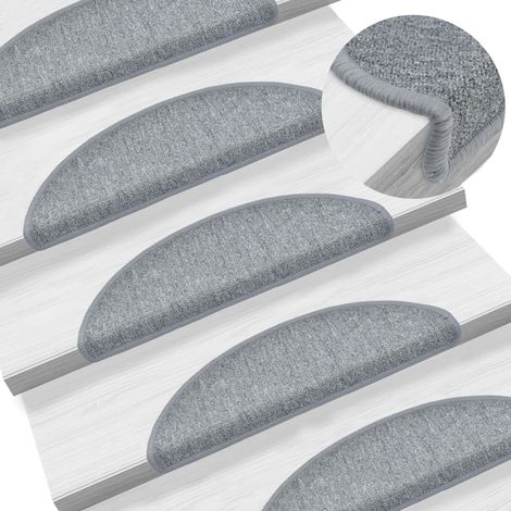 Lot de 15 Tapis d'escalier Tapis de marche Marchette Escalier Gris clair 56x17x3 cm 97234 (1/5)