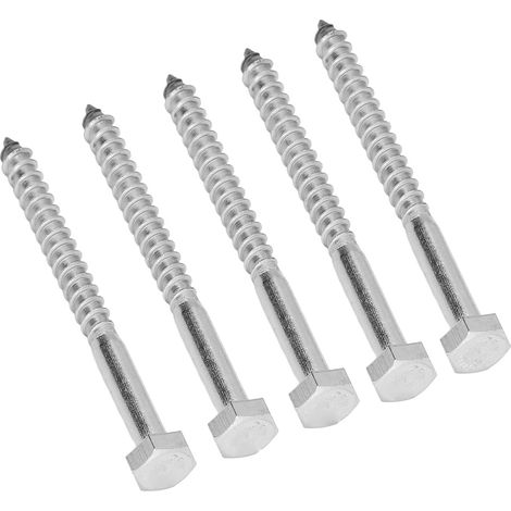 25 vis à bois autoforeuses DIN571 inox A2-70 tige filetée partielle tête hexagonale M6x70 mm pour charpente (1/5)
