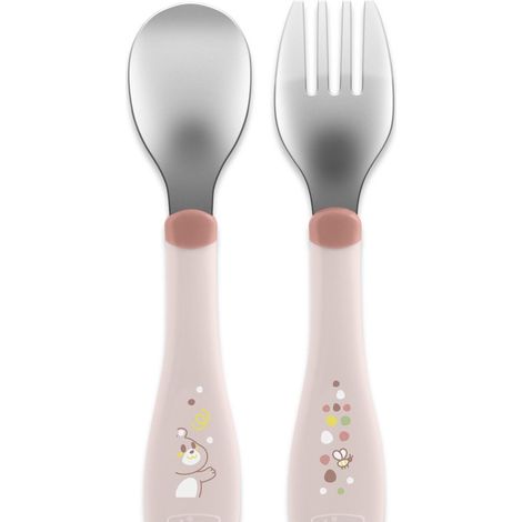 Chicco 00016102150000 Couvert pour tout-petits Couverts pour enfants en bas âge Rose Acier inoxydable