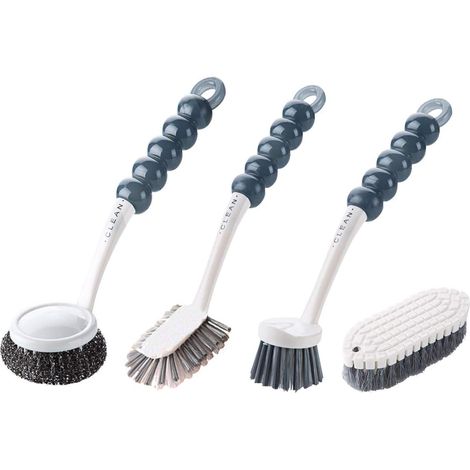 Brosse Vaisselle Lot de 4 pièces, Brosse Cuisine pour Nettoyer la Vaisselle et l'évier, Manche de 25 cm, Facile à saisir (1/5)