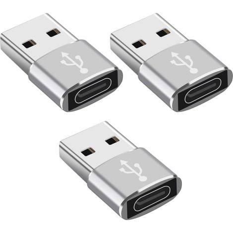 Adaptateur USB-c Femelle vers USB Mâle, Alliage Aluminium, Lot de 3 (1/5)