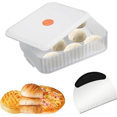 Ulisem Boite a Pizza Blanche avec Acier lnoxydable Coupe Pate,Baca Paton Pizza,Boite Alimentaire Plastique avec Couvercle