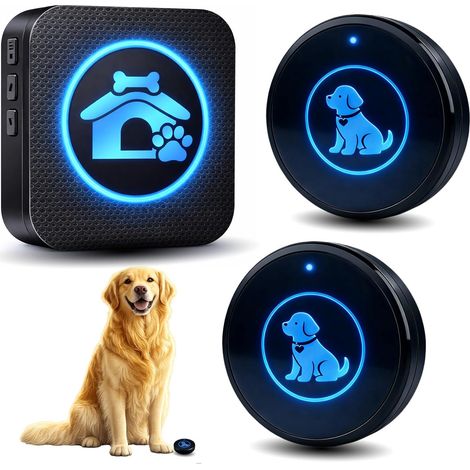 1 Sonnette pour chien tactile auto-éclairée 60 mélodies portée 304,8 m étanche IP65 intérieur extérieur (1/5)