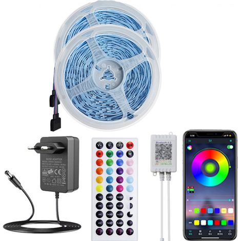 Guirlande lumineuse LED avec télécommande Bluetooth, bande lumineuse LED RGB de 20 mètres bt
