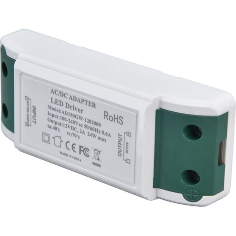 Jeffergarden Alimentatore LED Driver 12V DC 24W 2A, Trasformatore per Luci a Striscia e Mobiletti AC100-240V