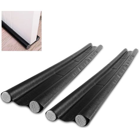 Double Insulated Door Draft Stopper, 2 Pack, 96cm, Washable and Durable, Bottom Insulation Door Seal, Anti-Cold, Anti-Noise, Anti-Insect, Black Door Draft Stopper, Foam Insert, Gray, Cuttable (1/5)