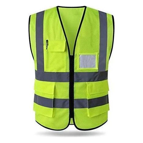 Gilet Jaune Securite, Gilet de Travail de Sécurité Haute Visibilité avec Fermeture éclair et Poches (XXL, Jaune) (1/4)