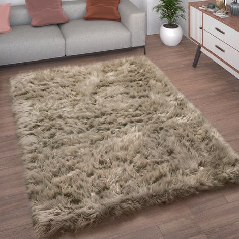 Paco Home Kunstfell Fellteppich Imitat Teppich Hochflor Sitzkissen Herzform Rund Fell Form Beige, 120 cm Rund